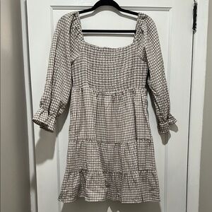 Gilli Brown and White Checkered Mini Dress